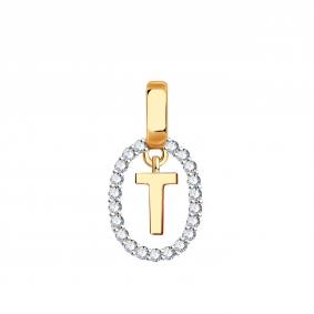 Золотая подвеска-буква Т TALANT с цирконием ПД 1157 ПД 1157 фото